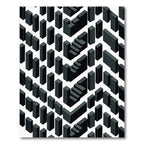 Geometric Dark Gray Cubes and Stairs Rug