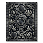 Silver Greek Key Filigree Ornamental Rug