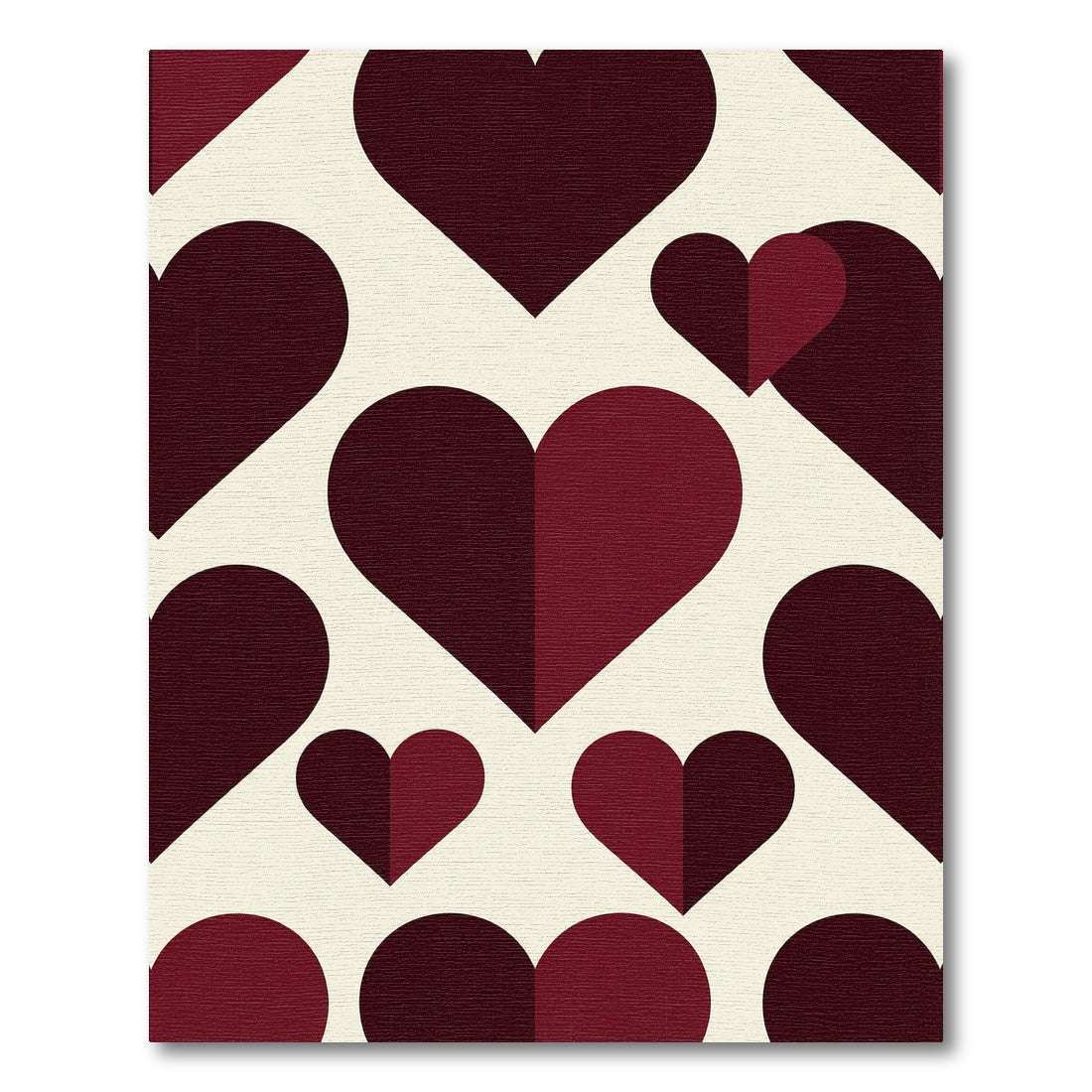 Modern Deep Red Geometric Heart Rug