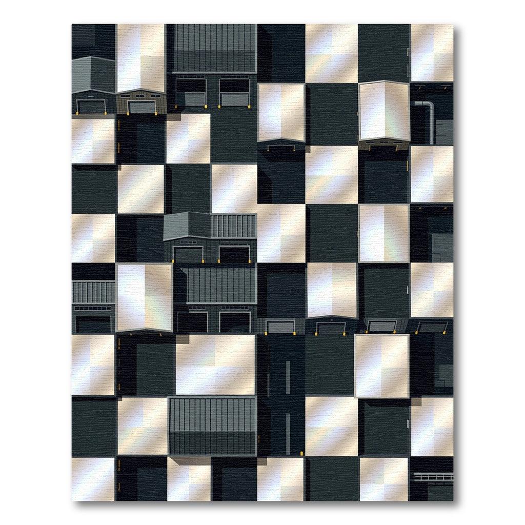 Industrial Gray Geometric Warehouse Rug