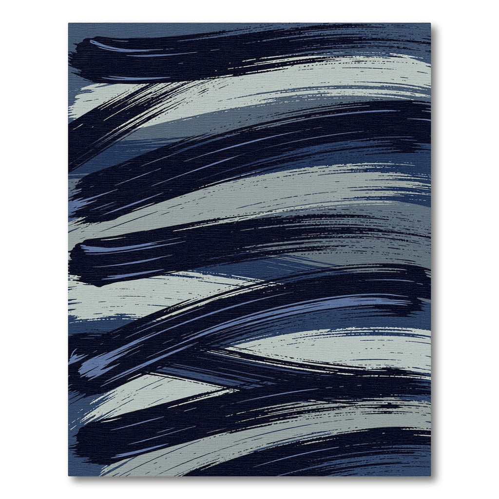 Deep Navy Blue Brush Stroke Rug