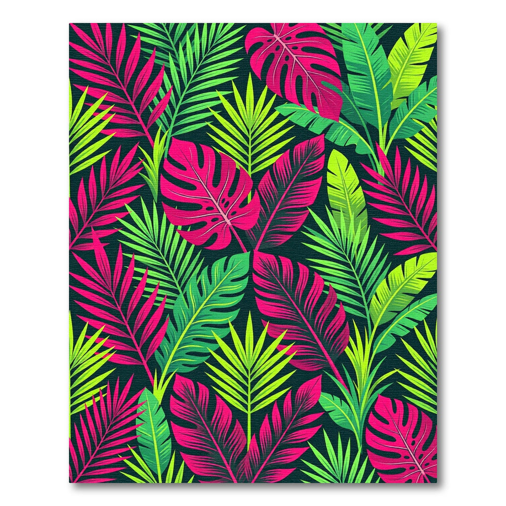 Vibrant Neon Tropical Palm Leaf Rug