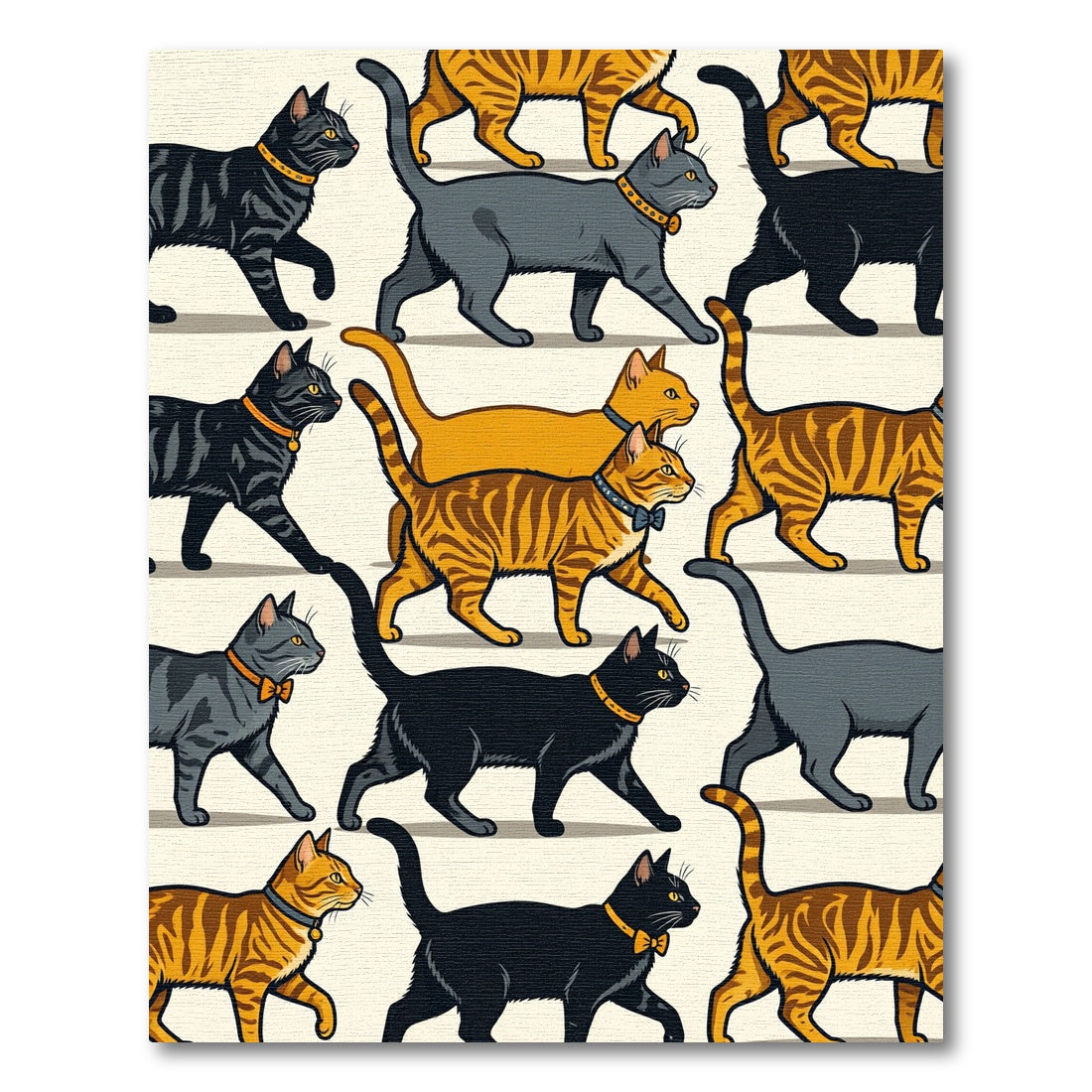 Whimsical Feline Parade Collection Rug
