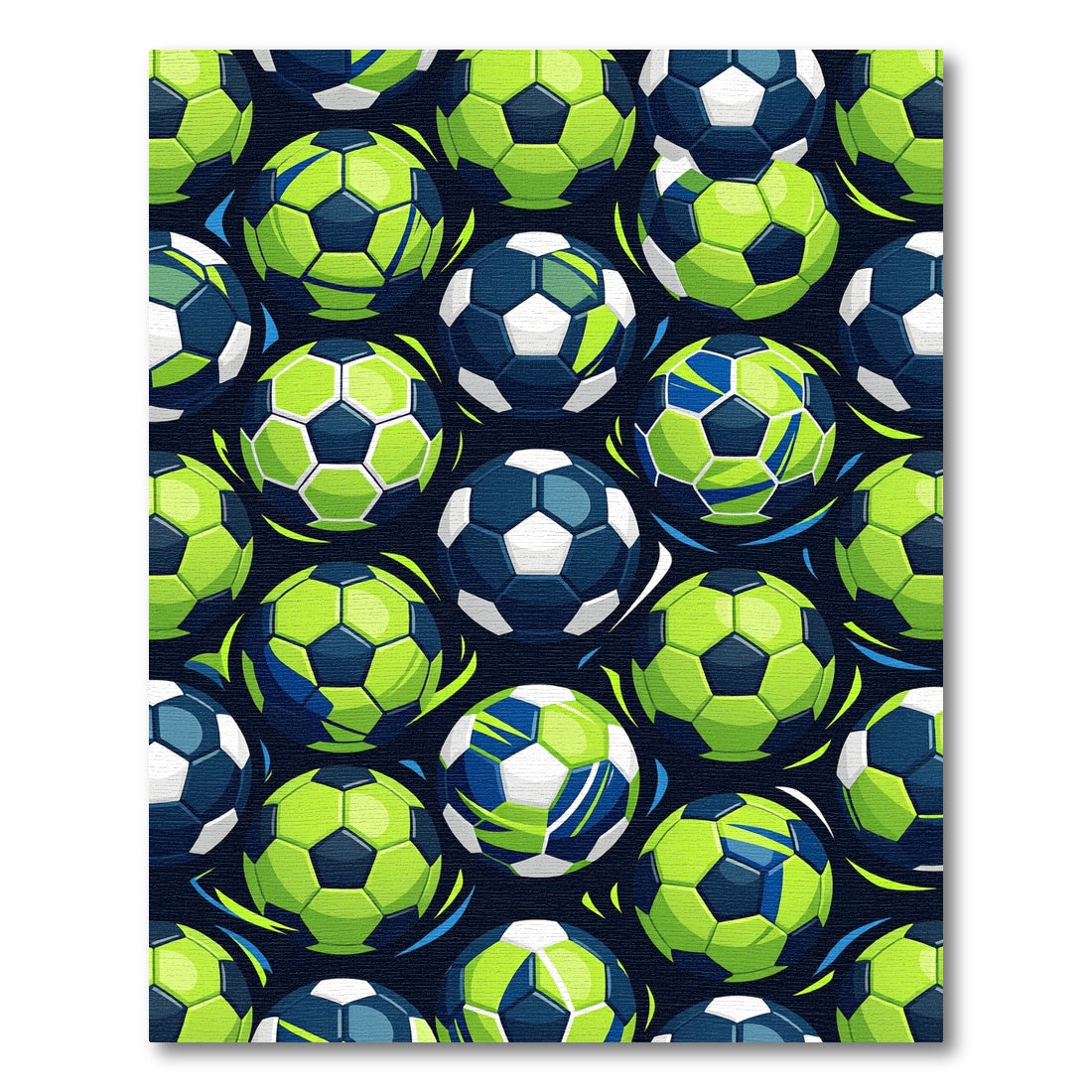 Energetic Neon Lime Soccer Ball Graphic Rug