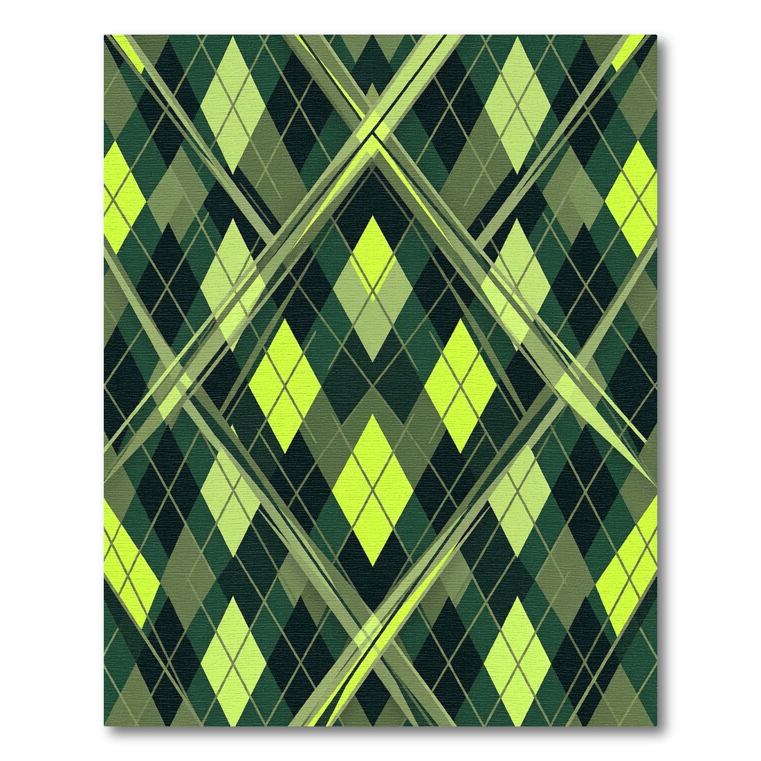 Electric Lime Argyle Geometric Grid Rug