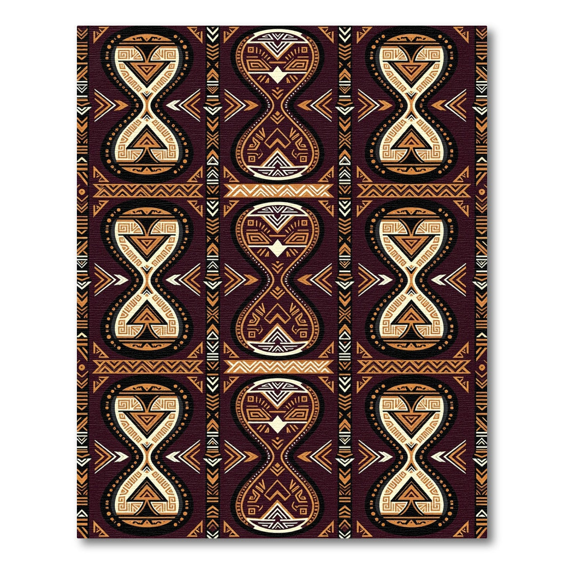 Earthy Brown Geometric Tribal Hourglass Rug