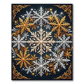 Elegant Gold and White Winter Snowflake Rug