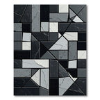 Monochrome Geometric Abstract Stone Mosaic Rug