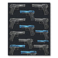 Modern Steel and Cobalt Handgun Arrangement Rug
