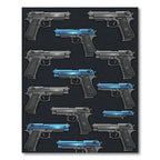 Modern Steel and Cobalt Handgun Arrangement Rug