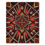 Geometric Crimson Tribal Cross Medallion Rug