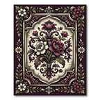 Rich Plum Victorian Floral Garland Rug