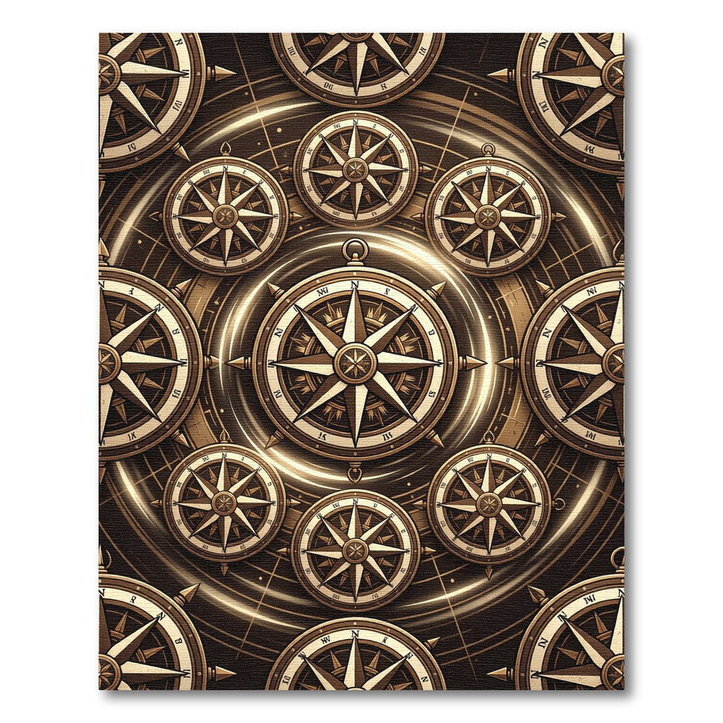 Vintage Compass Rose Golden Swirl Rug