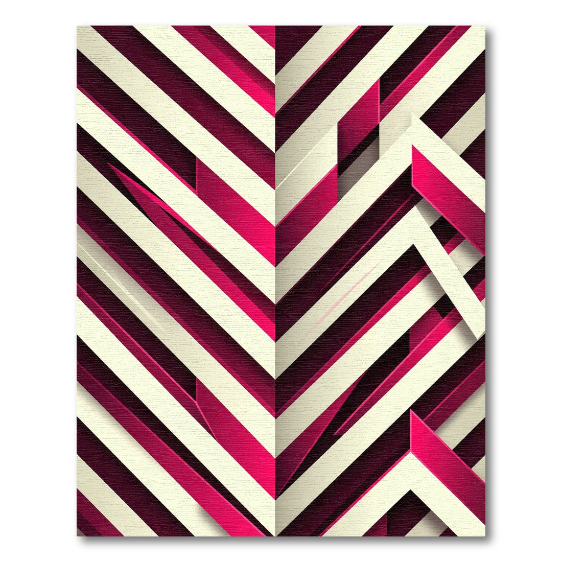 Modern Crimson Chevron Geometric Rug