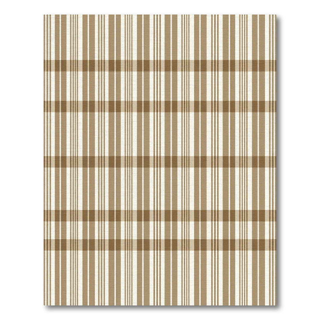 Classic Taupe and Cream Grid Plaid Rug