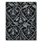 Gothic Monochrome Bellflower Trellis Scroll Rug
