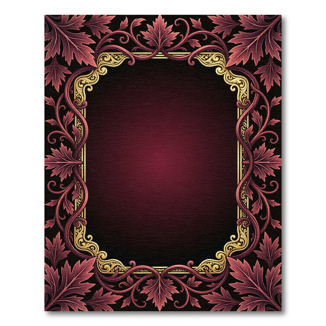 Regal Crimson Floral Border Rug