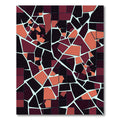 Abstract Geometric Maroon and Coral Mosaic Rug