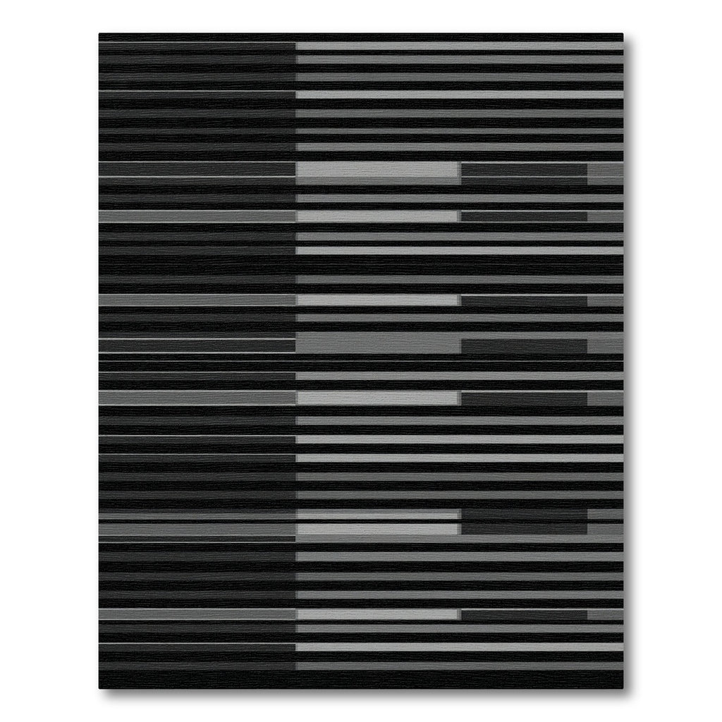 Minimalist Charcoal and Slate Striped Composition Rug
