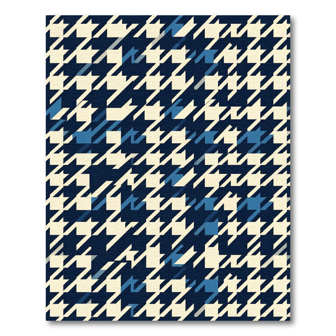 Navy Blue Cream Houndstooth Geometric Rug