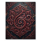 Gothic Crimson Scroll Medallion Art Rug