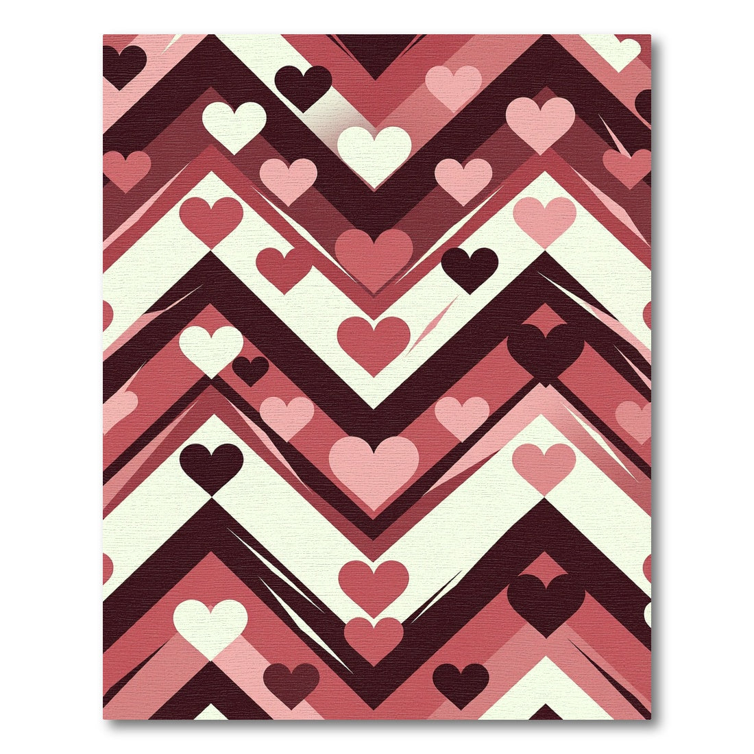 Crimson Hearts Chevron Pattern Rug