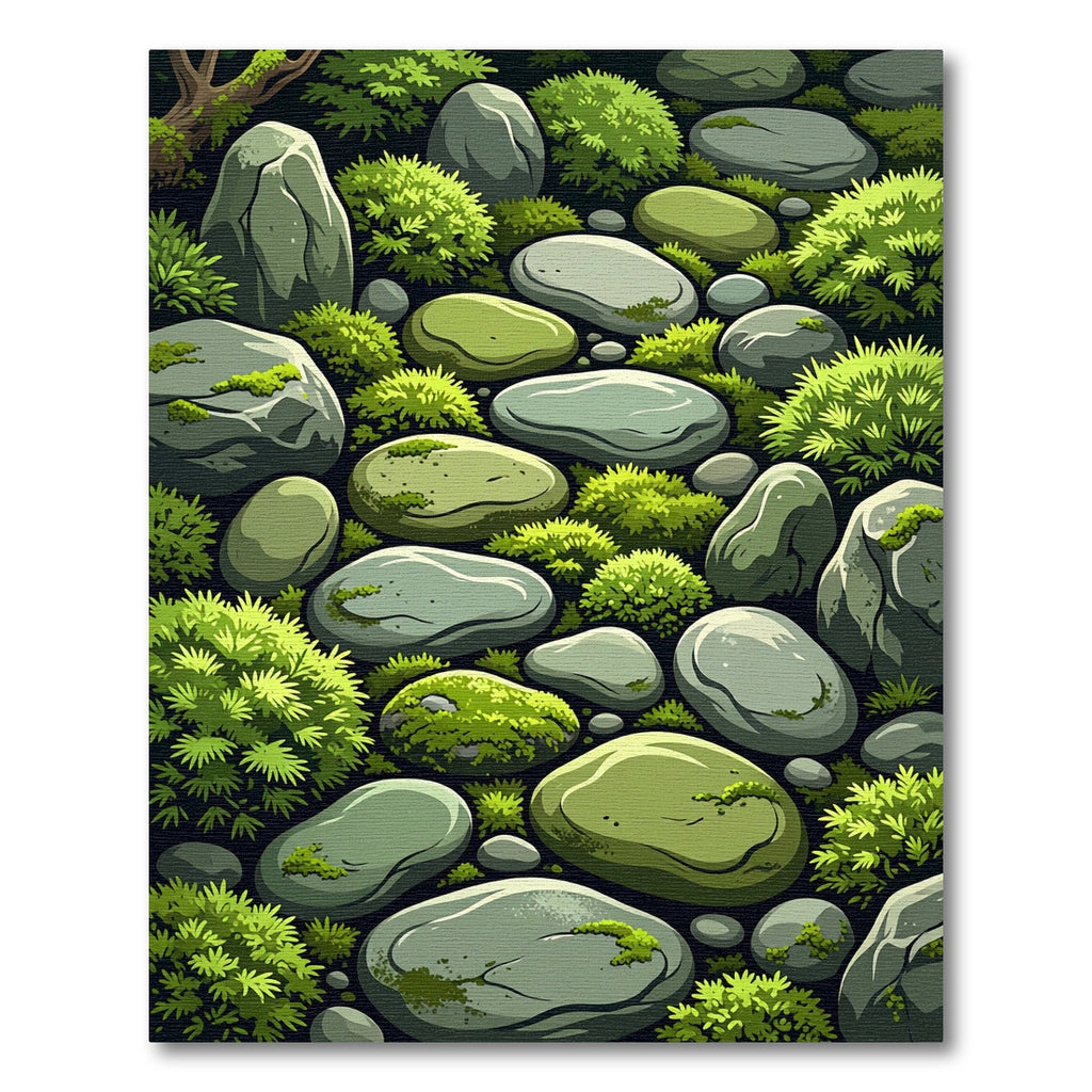 Serene Green Stone Lush Foliage Rug