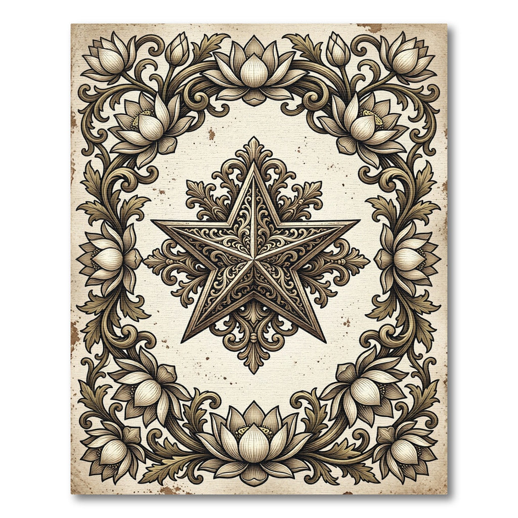 Ornate Bronze Lotus Star Medallion Rug