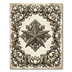 Ornate Bronze Lotus Star Medallion Rug
