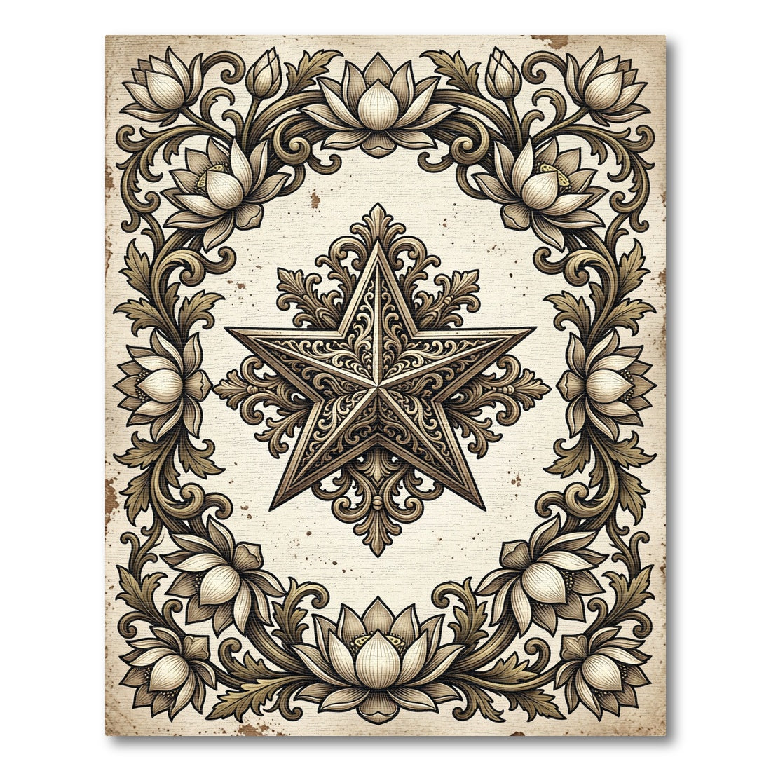 Ornate Bronze Lotus Star Medallion Rug