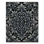Ornate Silver Acanthus Leaf Scroll Rug
