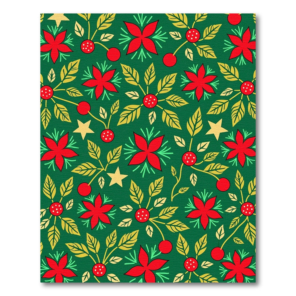 Vibrant Red Poinsettia Star Cluster Rug