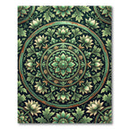 Intricate Sage Green Floral Medallion Rug