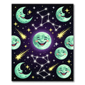 Whimsical Mint Moon Stars Constellation Rug