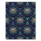 Deep Blue Golden Chrysanthemum Hexagon Rug