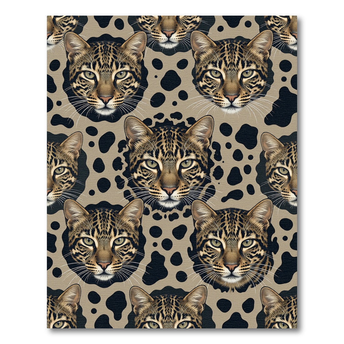 Ocelot Face Animal Spot Spotted Gold Rug