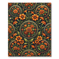 Elegant Amber Floral Medallion Garden Rug