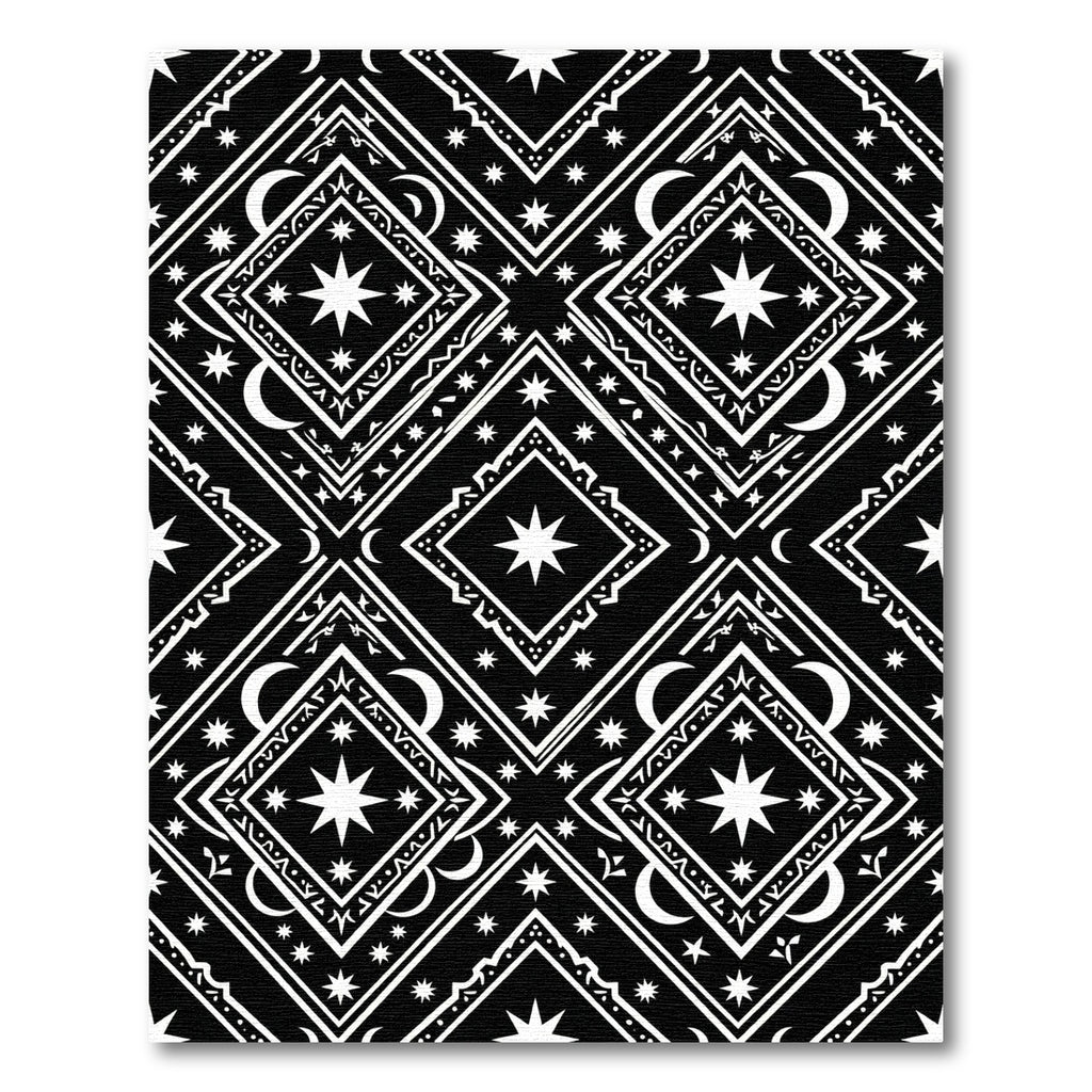 Celestial Black and White Diamond Tapestry Rug