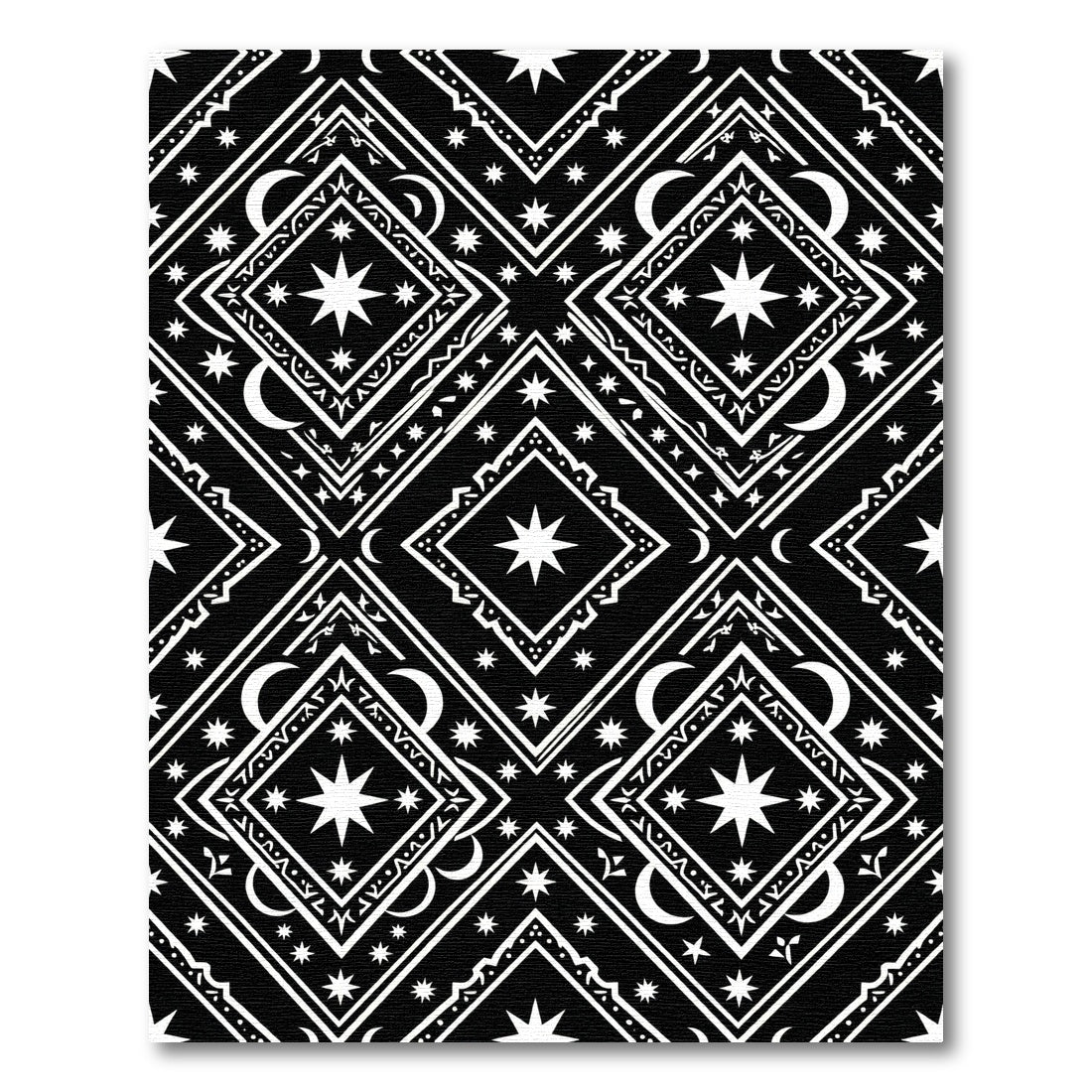 Celestial Black and White Diamond Tapestry Rug