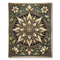 Golden Floral Medallion Leaf Frame Rug