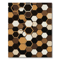 Rich Brown Hexagonal Layered Geometry Rug