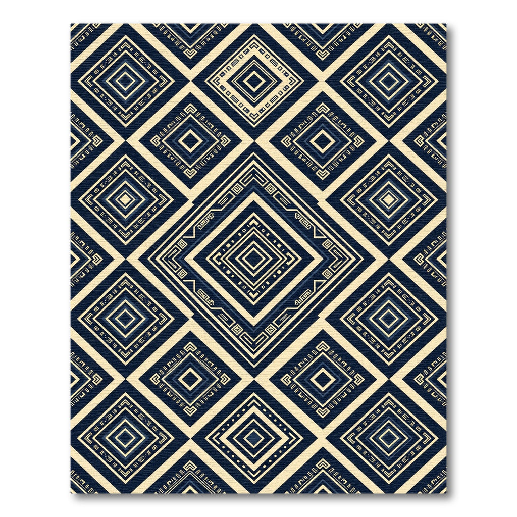 Geometric Indigo Cream Concentric Diamond Rug