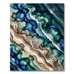 Ocean Wave Swirls Abstract Coastal Rug