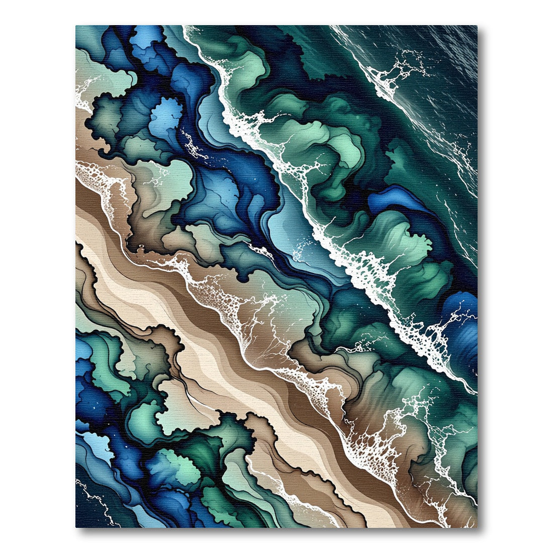 Ocean Wave Swirls Abstract Coastal Rug