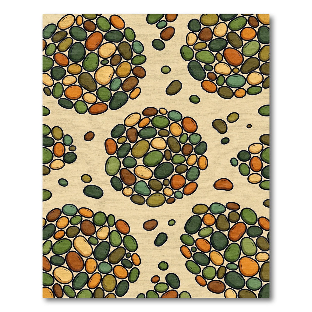 Nature Inspired Pebble Cluster Arrangement Rug