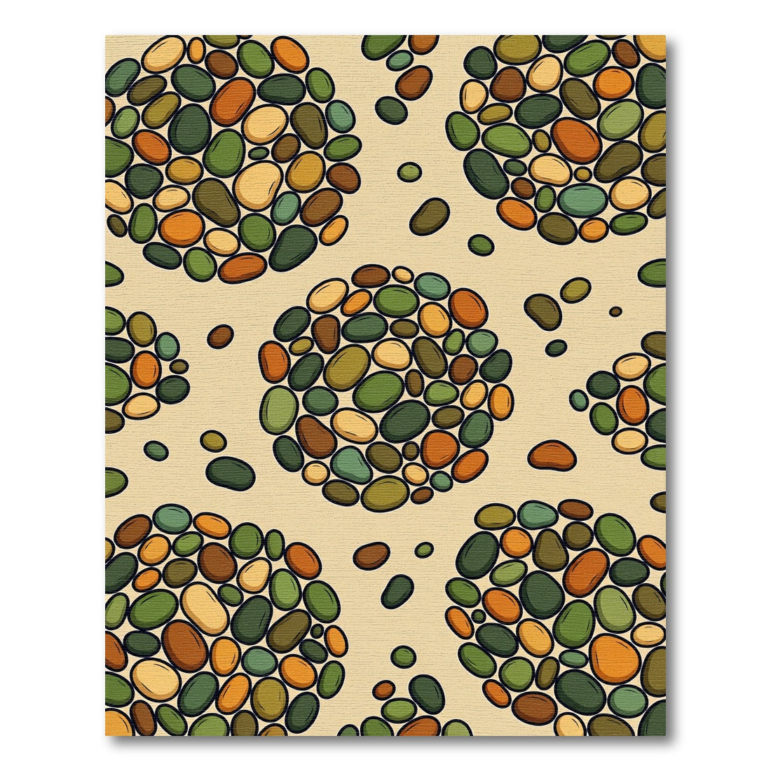 Nature Inspired Pebble Cluster Arrangement Rug