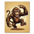 Playful Golden Chimp Graphic Illustration Rug