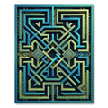 Geometric Teal and Lime Labyrinth Rug