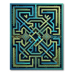 Geometric Teal and Lime Labyrinth Rug