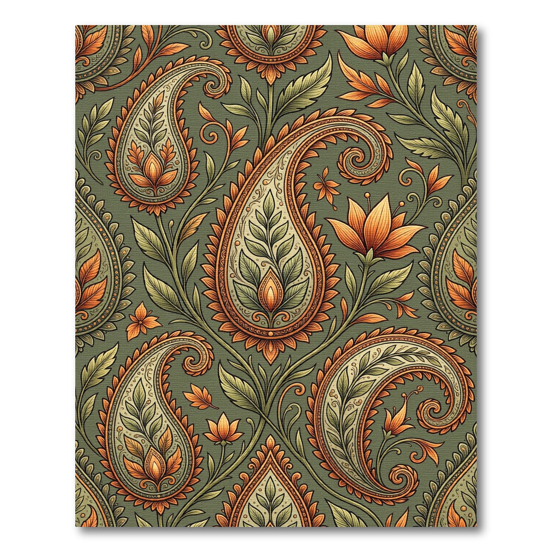 Emerald Green Paisley Floral Medallion Rug